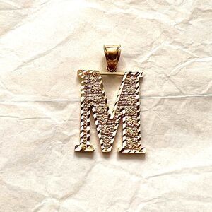 14k Solid Gold Initial M pendant | Initial Necklace | Initial letter Charm |